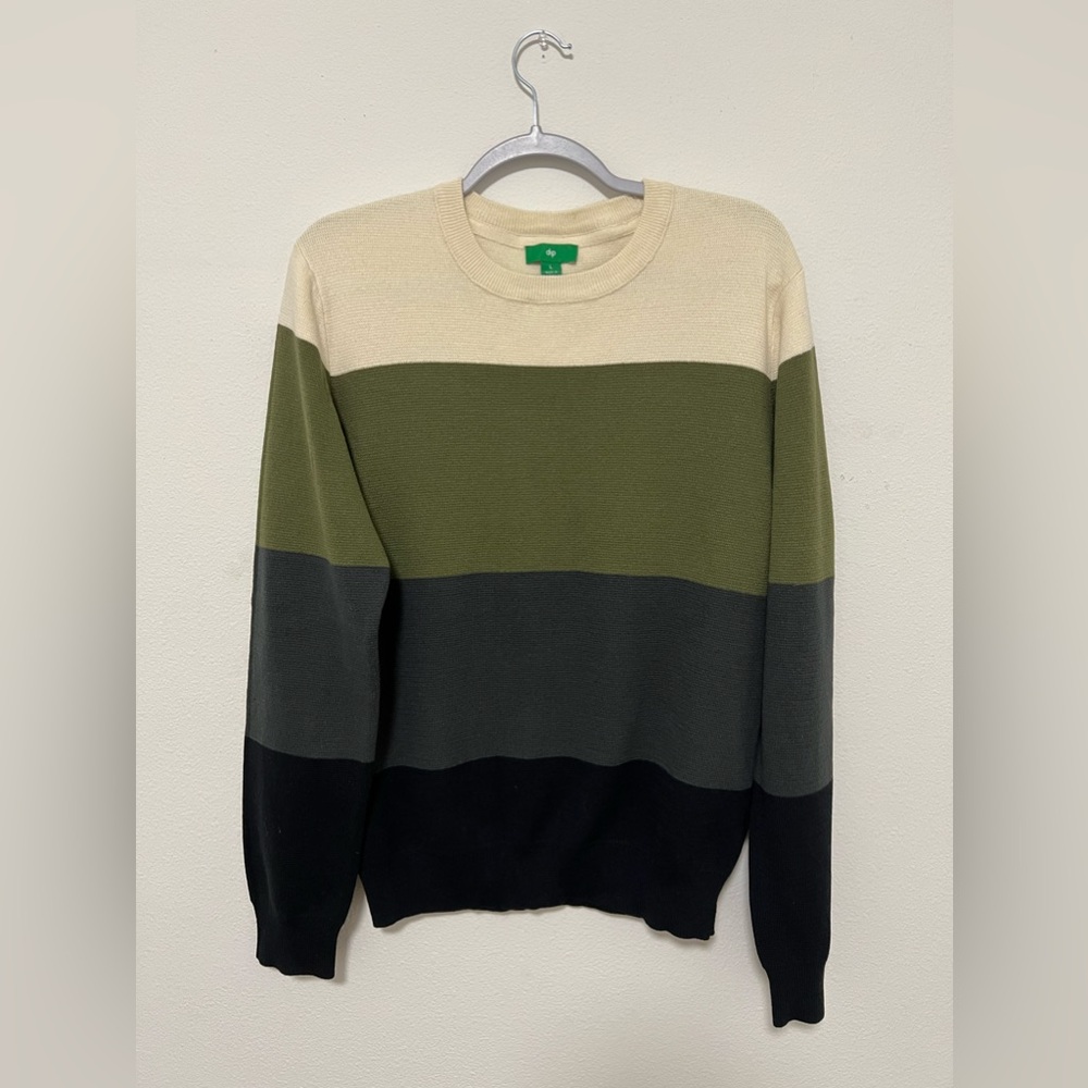 Dip Mens L Colorblock Stripe Knit Pullover Sweater